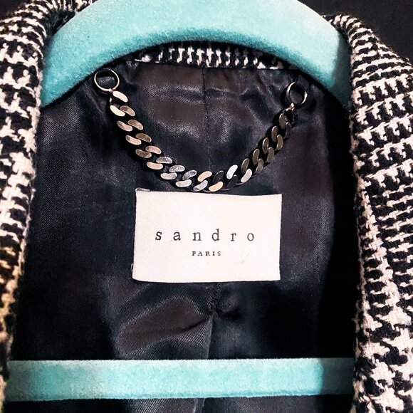 Sandro Paris Prince of Wales Wool Coat - Picture 4 of 7